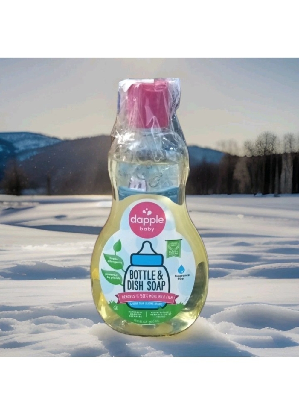 Apple Dapple Baby Bottle & Dish Soap - Yellow with Pink Cap